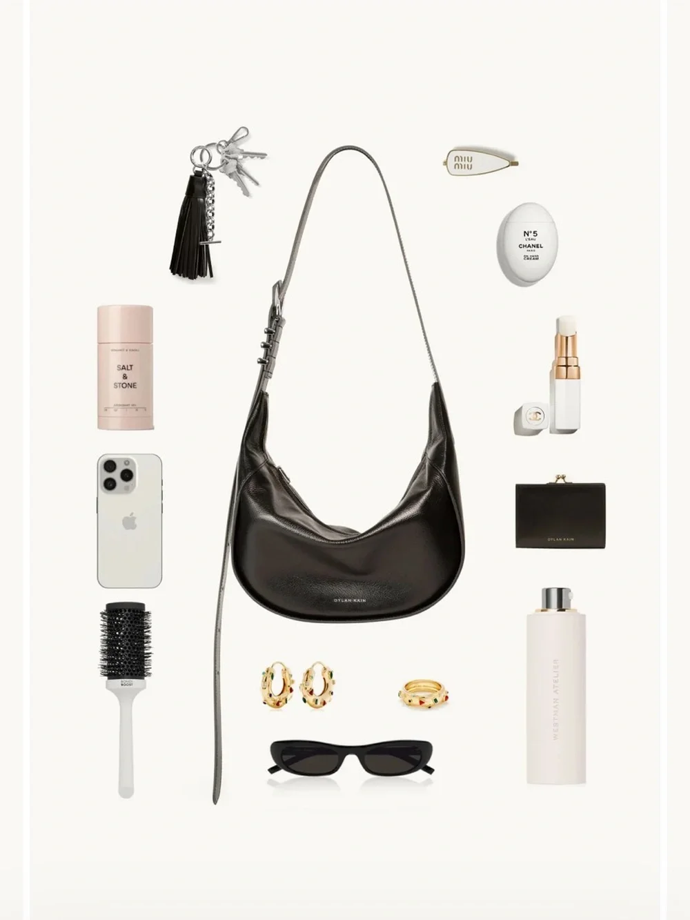 Dylan Kain Black Leather Hobo Bag